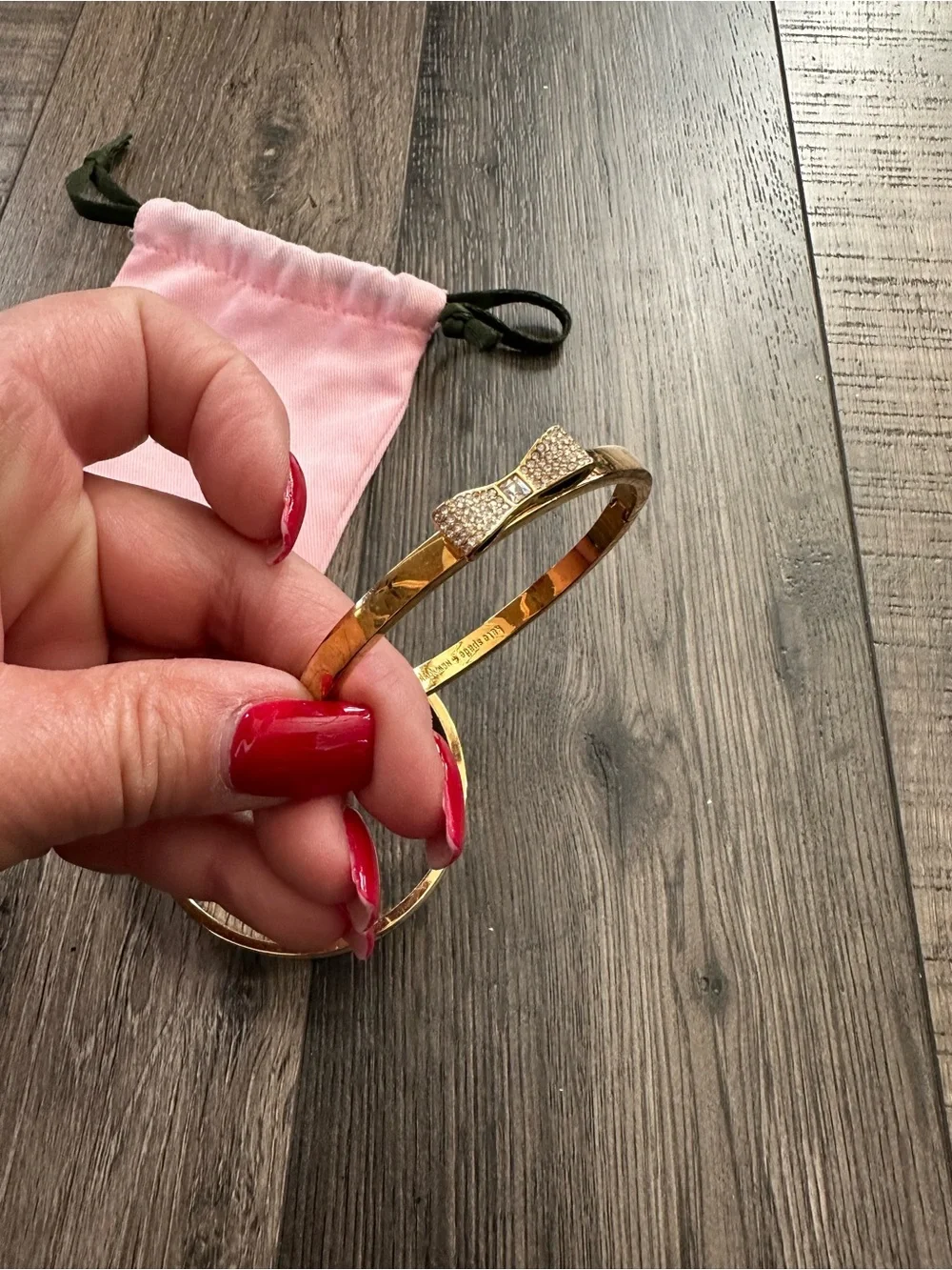 Kate Spade White & Gold Bangle Set of 2 - Hinged Bow And Ivory Enamel Spade Logo